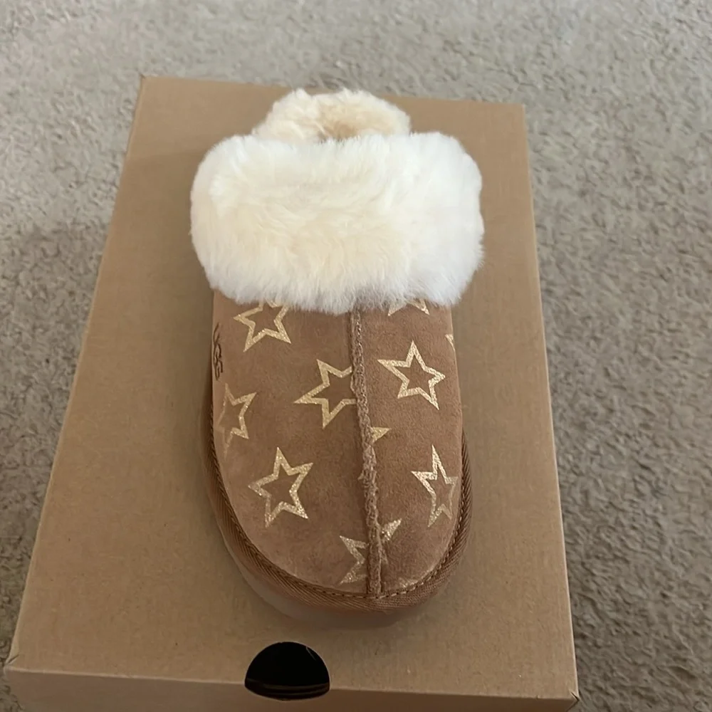 UGG® Kids' Cozy II Iridescent Stars Genuine Shearling Slipper